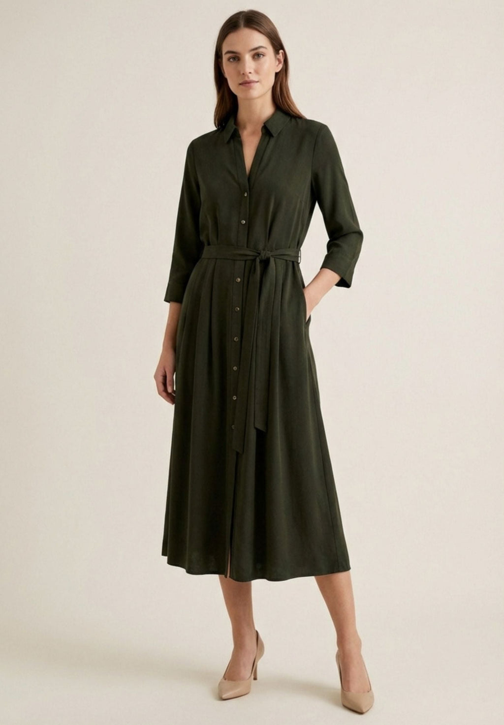Long Sleeve Midi Shirt Dress
