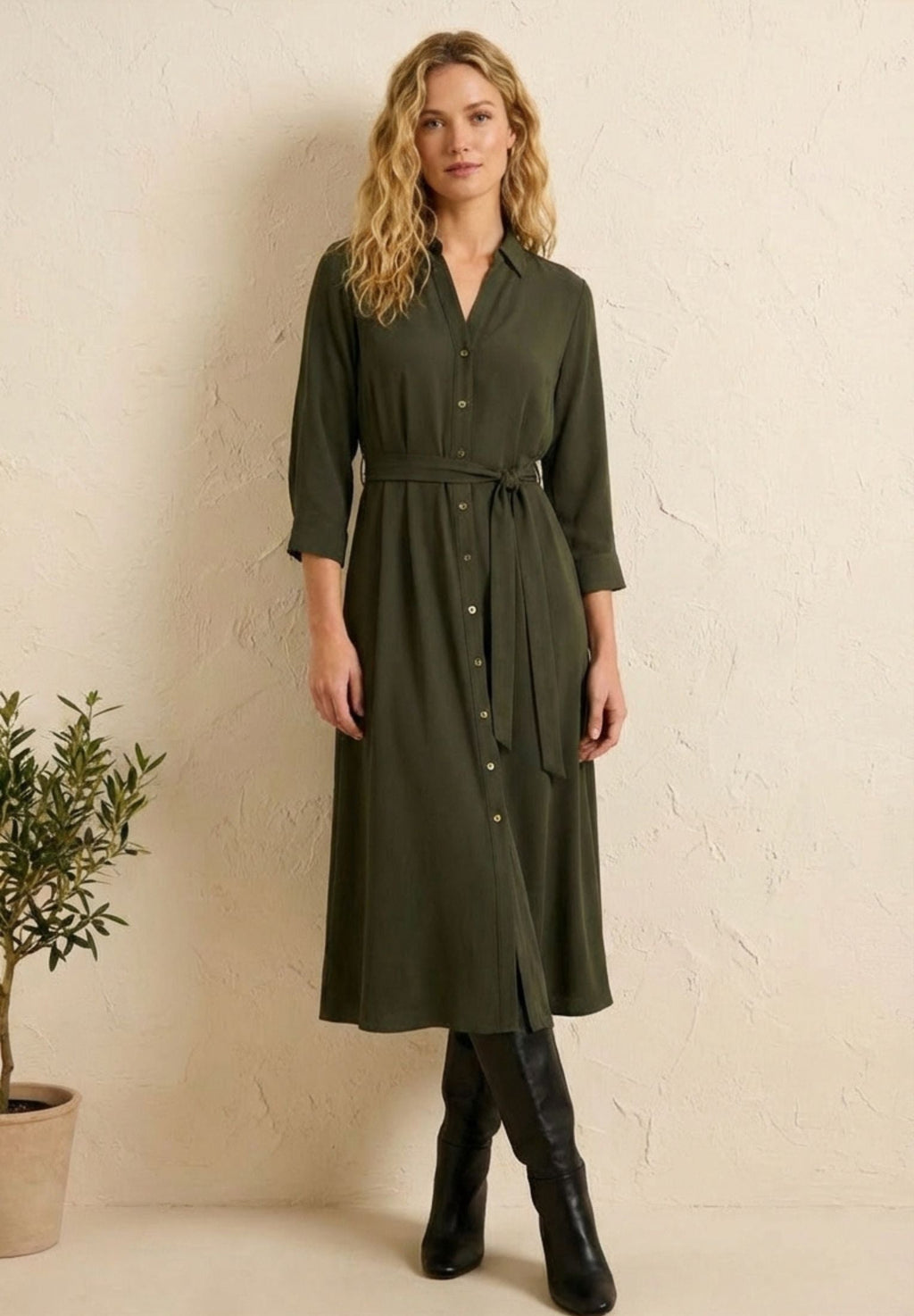 Green Dress Classic Fit