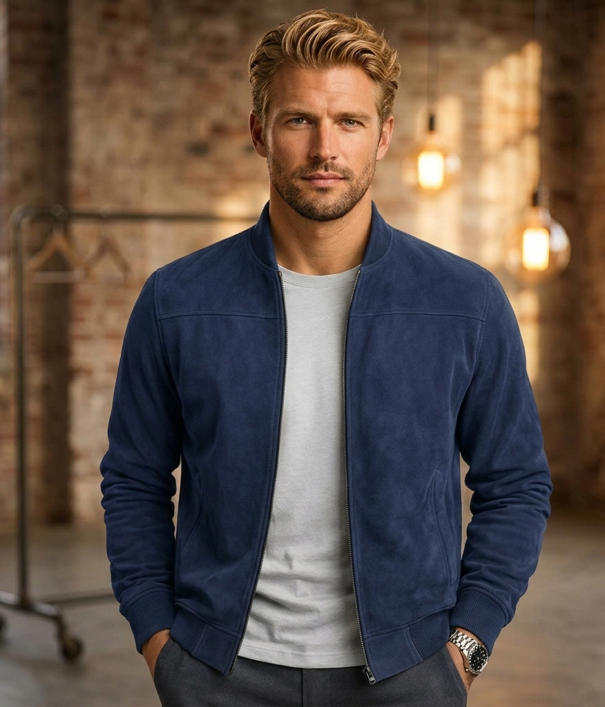 Navy Suede Jacket